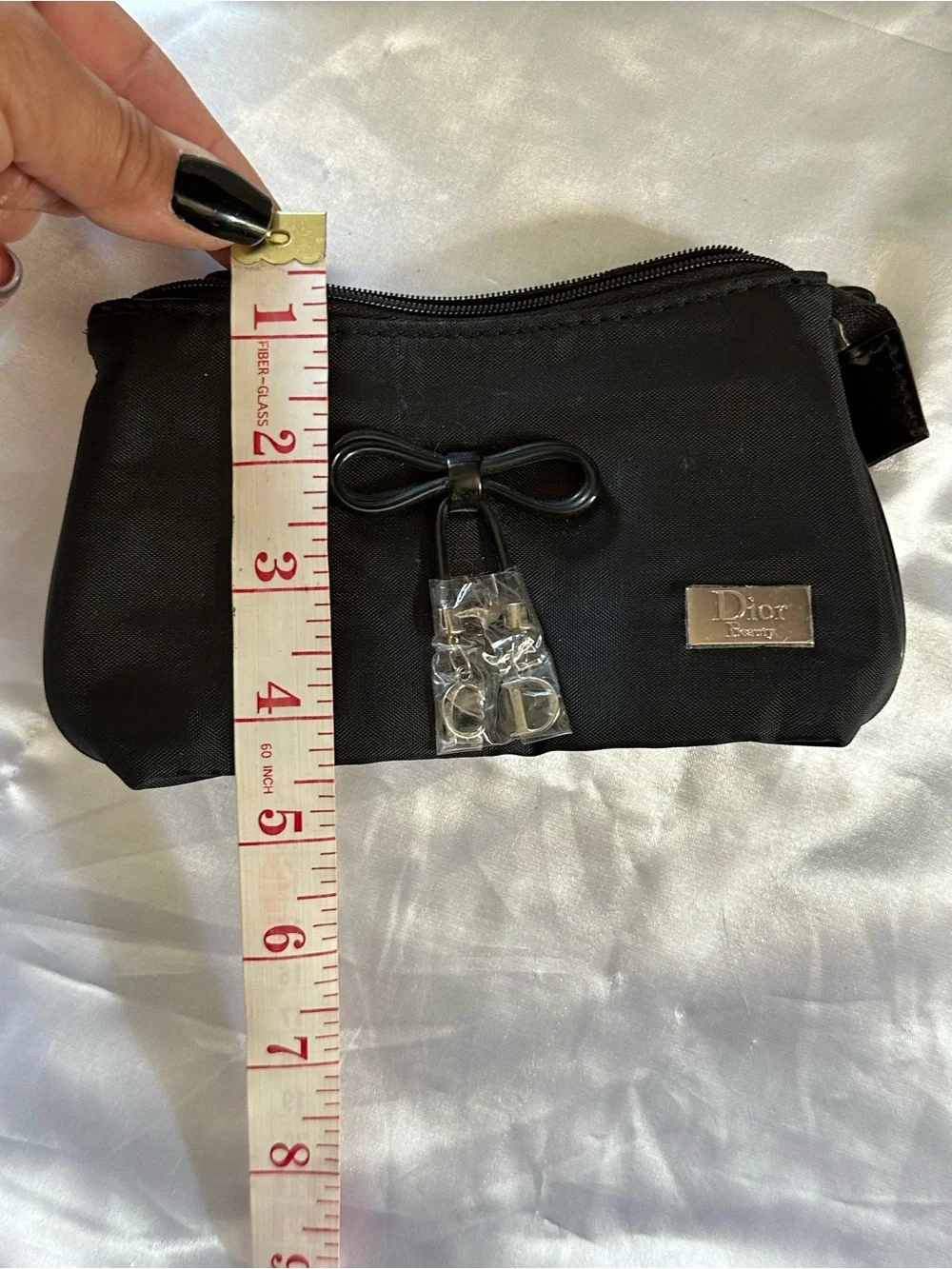 Dior Black Cosmetic Pouch with Bow Accent